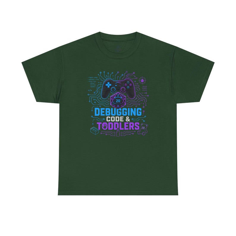 Gaming Programmer Dad Tee "Debugging Code & Toddlers" Graphic TShirt image 9