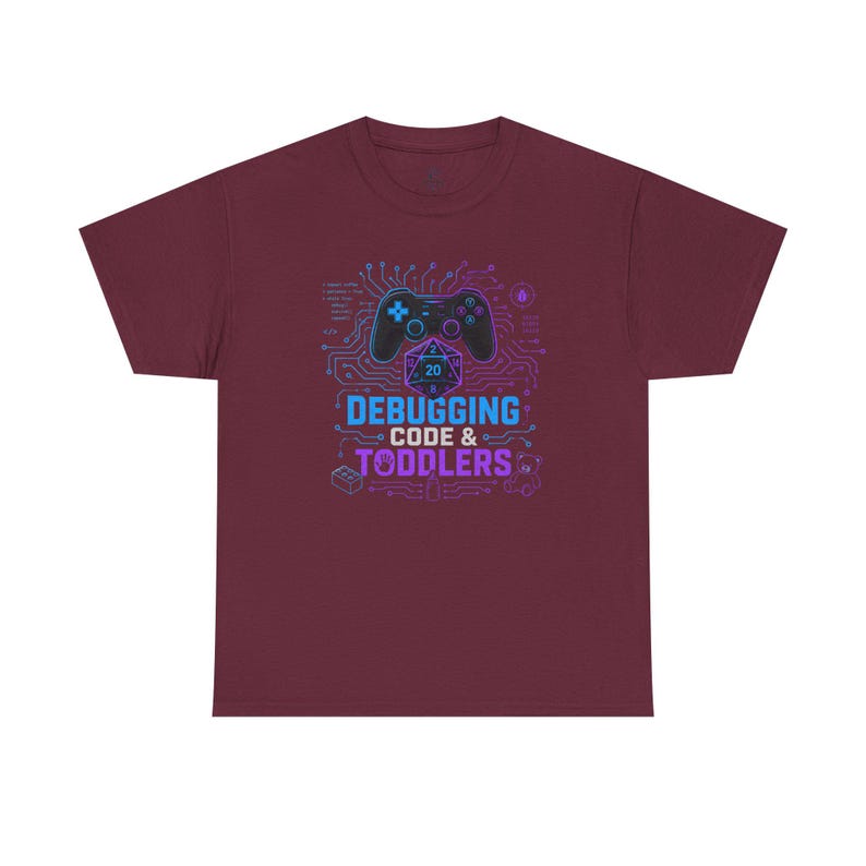 Gaming Programmer Dad Tee "Debugging Code & Toddlers" Graphic TShirt image 5