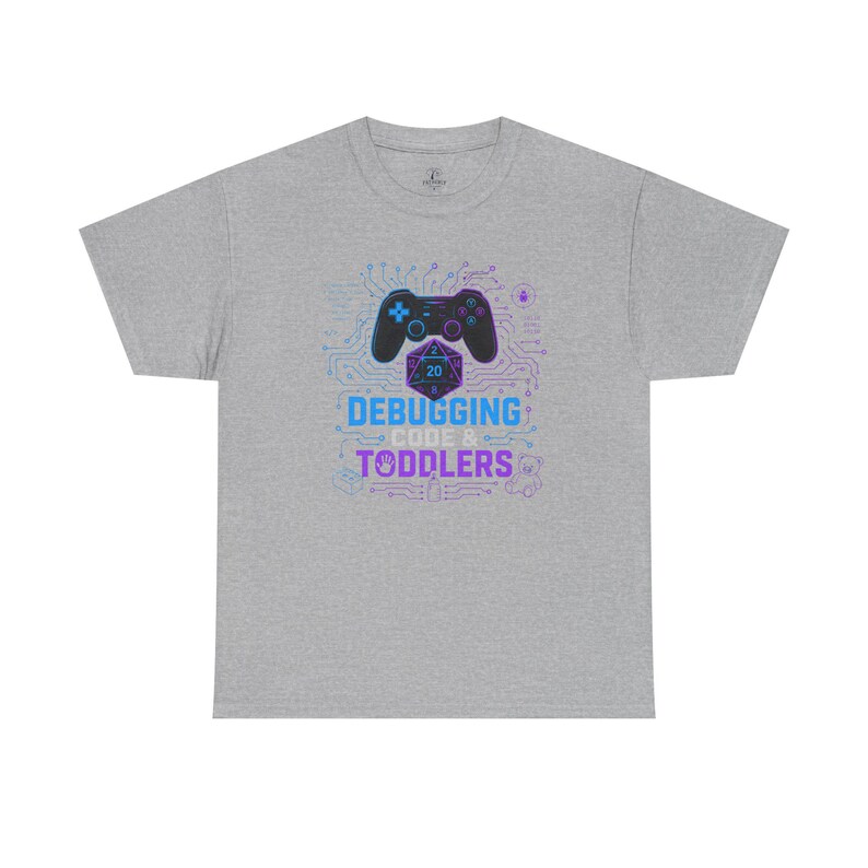 Gaming Programmer Dad Tee "Debugging Code & Toddlers" Graphic TShirt image 4