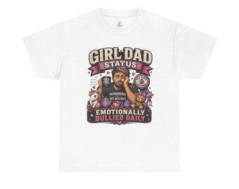 Koszulka dla dziewczynki z ojcem: Emocjonalnie prześladowany, codziennie zabawny T-shirt dla ojca z córką