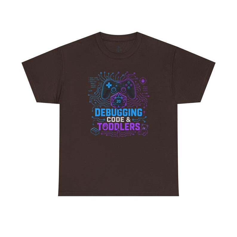 Gaming Programmer Dad Tee "Debugging Code & Toddlers" Graphic TShirt image 6