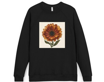 Felpa da strega botanica con calendula / Girocollo con stampa di erbe vintage / Top da strega con piante in stile cottagecore scuro