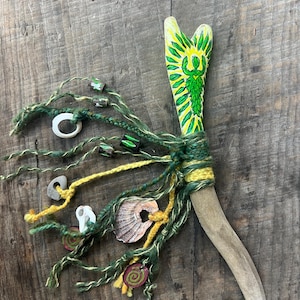 The green one Driftwood forked wand, Growth wand,  talking stick,