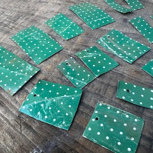 Green and white metal pieces,  cut vintage metal, recycled metal art materials , assemblage supplies, upcycled art supplies,#34