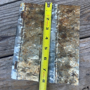 Two  rusty textured metal pieces, cut vintage tin , hammered  vintage metal, old metal pieces, metal collage supplies#66