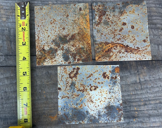 3.25”x 3.75 “ONE Rusty Shiny Metal, One Piece , Thin Metal Tin Square ...
