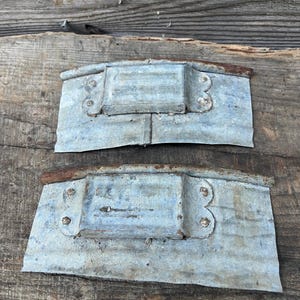 Two Old metal pieces, vintage galvanized metal,  ,salvaged metal recycled metal , assemblage metal , metal art supply, decorative metal