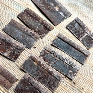 Ten rusty  hemmed metal pieces, cut rusted metal , metal art materials, recycled metal supplies , small rusted metal, M16b4
