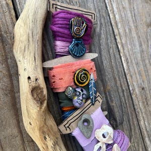 Driftwood talking stick kit,  slow stitch meditation, healing spiritual craft,  ocean talking stick,  driftwood wand,  nature art,