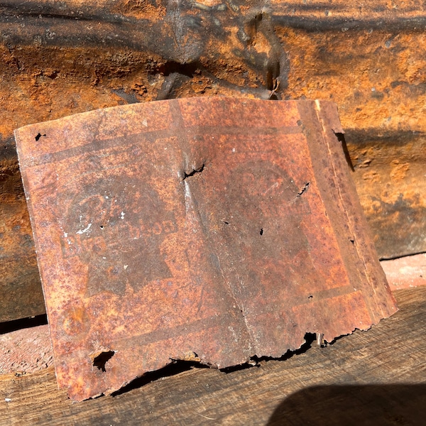 Rusty flat stock metal, old beer can metal salvaged rusted metal , old rusted metal vintage metal