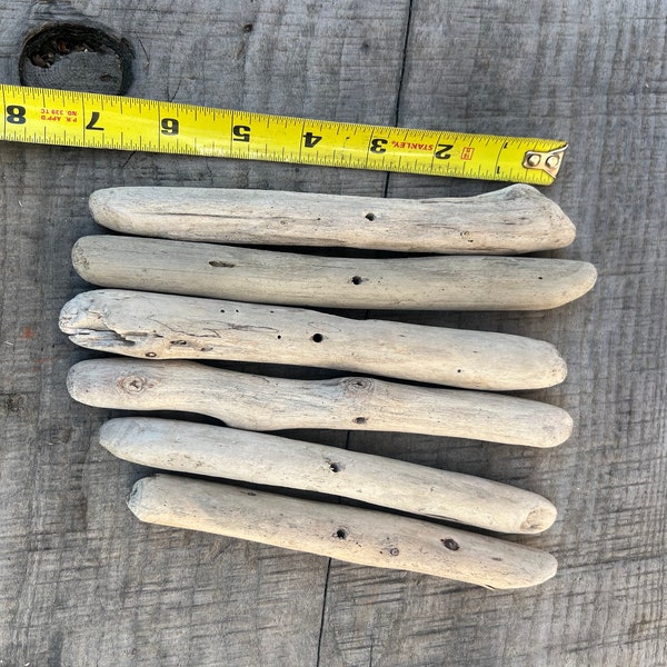 Six drilled driftwood pieces, California driftwood, driftwood with holes, crafting wood