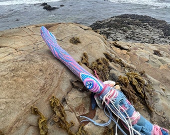 Ocean talking stick, , trans art, lgbtq wand, pride art
