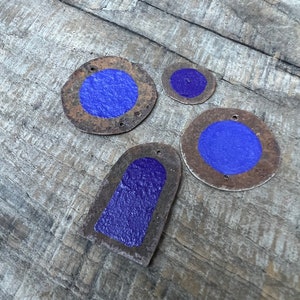 Two sided Painted rusty purple metal pieces, assemblage art supply, rusted metal art materials,  recycled art supply