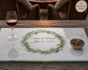 Personalized Wedding Charcuterie Board Custom Name Date Glass Cake Stand Serving Tray Keepsake Gift for Bride and Groom Newlywed Couple Gift