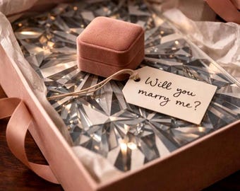 Regalo de propuesta de matrimonio para novia ¿Quieres casarte conmigo? Regalo de recuerdo de compromiso Ideas para la propuesta de matrimonio Presentación del anillo Tablero de exhibición de vidrio