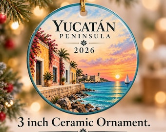 Mexico Yucatan Peninsula 2026 Ornament Cancun Riviera Maya Quintana Roo Beach Trip Ceramic Keepsake Friend Trip Vacation Christmas Gift Set