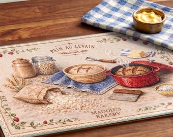 Tabla de vidrio personalizada para pan de masa madre, regalo para panadero de masa madre, regalo para panadero, regalo de repostería personalizado, tabla de pan artesanal, decoración bordada