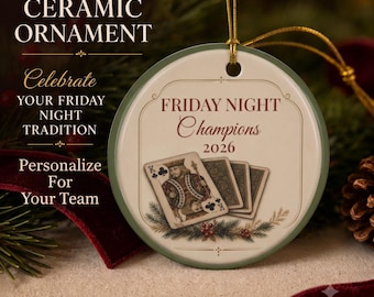 Custom Euchre Ornament Personalized Team Name Gift for Euchre Players Card Night Christmas Ornament Left Right Bower Gift Buy In Sets 3 5 10