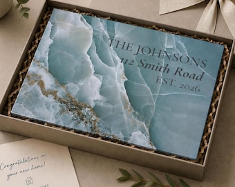 Financial Advisor Client Gift Real Estate Closing Gift for Clients Personalized Address Marble Glass Charcuterie Board Custom Display Tray