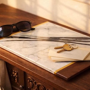 Marble Glass Counter Protector for Daily Cooking, Heat-Resistant Work Surface for Hot Pots, Coffee & Baking, Modern Family Kitchen Board