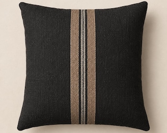 Luxury Housewarming Gift New Home Brown Stripe Woven Throw Pillow Minimalist Neutral Accent Cushion Modern Organic Fresh Start Sofa Set