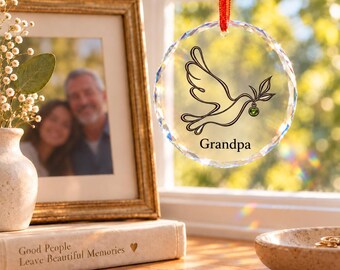 Dove Memorial Suncatcher Personalized Name Birthstone Loss of Loved One Sympathy Gift Grief Bereavement Keepsake In Loving Memory Crystal