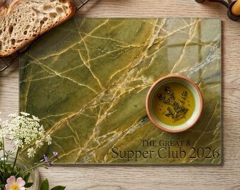 Bandeja de cristal personalizada para servir en cenas grupales, regalo para grupos de cenas, tabla de embutidos, idea de regalo para grupos de cenas, regalo personalizado para anfitrionas de cenas