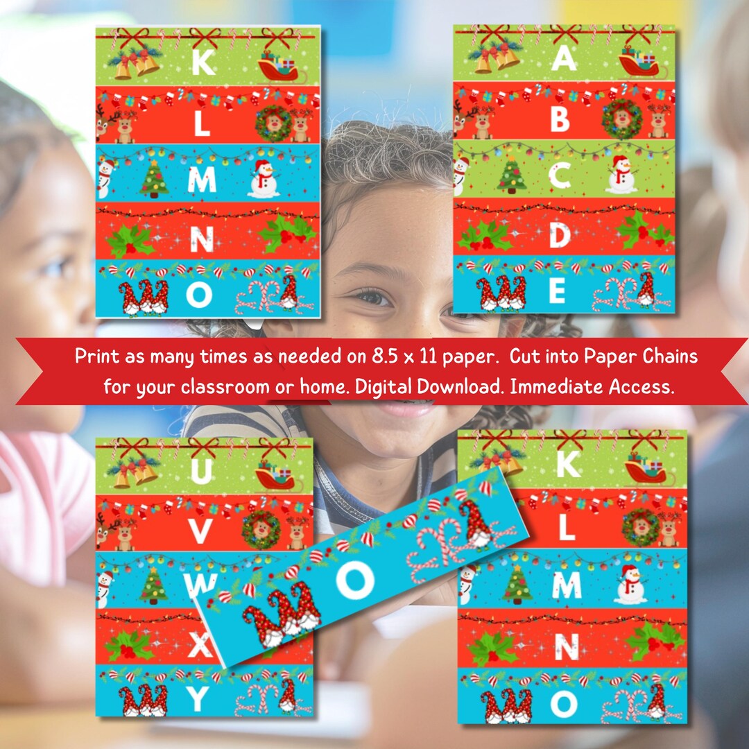 ABC Holiday Paper Chain Block Letter Printable – Printable Classroom ...