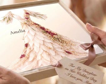 Tabla de cortar de cristal personalizada para vestido de novia, regalo personalizado para la novia, regalo para despedida de soltera, regalo de compromiso, recuerdo floral único para la boda.