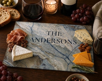 Custom Client Gift Glass Marble Charcuterie Board Personalized Wine and Cheese Serving Tray for Realtors Insurance Financial Professionals