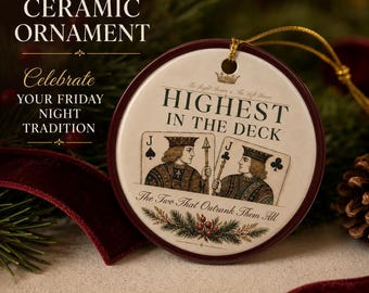 Right Bower Left Bower Euchre Ornament Highest in the Deck Outrank Christmas Ornament Ceramic Euchre Gift for Card Players Euchre Group Gift