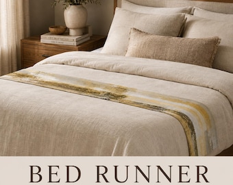 Gold Silver Mica Bed Runner 25th Silver Anniversary Gift 50th Golden Wedding Anniversary Gift Dresser Scarf Table Runner Housewarming Gift