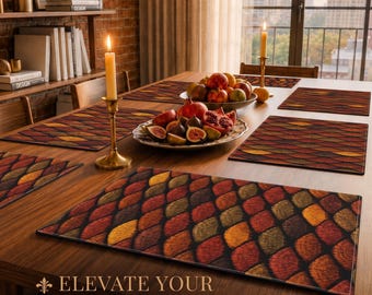 Fall Placemat Jewel Tone Thanksgiving Friendsgiving Table Decor Gingko Leaf Cotton Twill Double Layer Set Olive Gold Burnt Orange Espresso