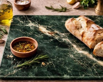 Green Marble Glass Cutting Board Dark Green Kitchen Decor Tempered Glass Serving Board Marble Design Countertop Tray Housewarming Gift