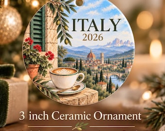 Italy 2026 Ornament Ceramic Christmas Keepsake Italian Trip with Friends Northern and Southern Italy Travel Gift Vacation Ornament Set