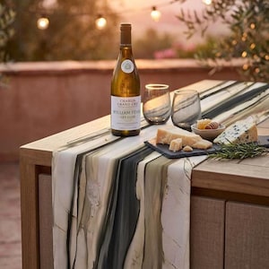 Marble Neutral Stone Travertine Table Runner Organic Modern Housewarming Gift Dining Sideboard Decor Hostess Gift Newlywed Couples Gift