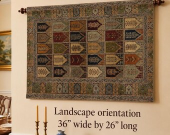 Boho Home Decor Wall Art Persian Woven Panel Tapestry Wall Hanging Turkish Rug Inspired Moroccan Design Traditional Garden Compartment Gift