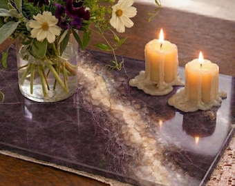 Purple Marble Tray Tempered Glass Cutting Board Purple Home Decor Glass Charcuterie Board Serving Hostess Gift Dark Plum Decor Fall Decor