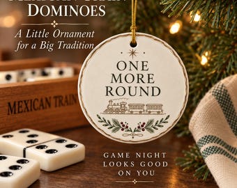 Mexican Train Dominoes Ornament Ceramic Christmas Ornament Domino Lover Gift Family Game Night Keepsake Grandparent Gift Stocking Stuffer