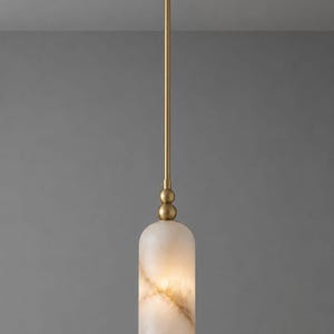 Alabaster Pendant Light, Brass Linear Chandelier, Modern Kitchen Island Lighting
