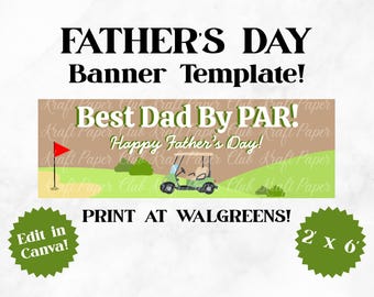 Plantilla de banner de 2'x6' para el Día del Padre de Best Dad By PAR / Editar en Canva (Descarga digital)