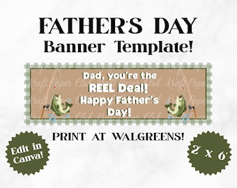 Papá, ¡eres el mejor! Plantilla de banner para el Día del Padre de 2'x6' / Edita en Canva (Descarga digital)