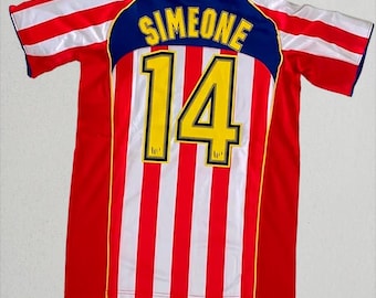 Atletico Madrid Simeone 14 Trikot - 2004 2005 Fußball Fan Geschenk - Kultiges Trikot