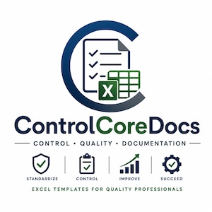 May include: A logo for "Control Core Docs" with a blue "C" shape, checklist, Excel spreadsheet, and the letter "X". The text "Control Core Docs" appears below, along with icons and the words "Standardize", "Control", "Improve", and "Succeed".