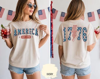 Comfort Colors® America Est 1776 Shirt, Patriotic USA Tee, Fourth of July Comfort Colors Shirt, American Flag Graphic T-Shirt