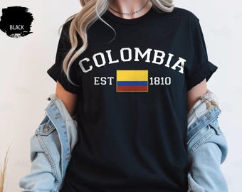 Colombia Shirt, Colombia Flag Tee, Colombian Pride Shirt, Colombia EST 1810 T-Shirt, Colombian Heritage Gift Comfort Colors