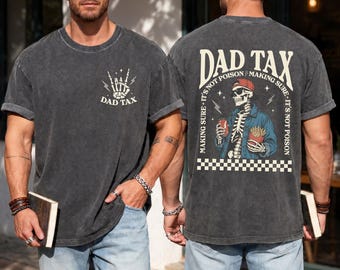 Dad Tax Skeleton Graphic Tee – Retro Vintage Washed Dad Shirt