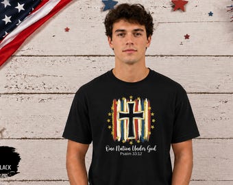 Comfort Colors® Christian Patriotic Shirt, One Nation Under God Tee, Psalm 33 12 Shirt, Faith and Freedom Shirt, Christian Graphic Tee