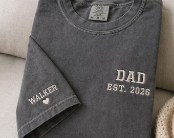 Comfort Colors® Custom Embroidered Dad Shirt : Personalized Est. Year Vintage Washed Tee