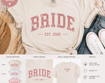 Custom Bride Comfort Colors Shirt, Bride Era Tee, Personalized Bride Name Shirt, Future Mrs Shirt, Bridal Shower, Bachelorette Party Tee